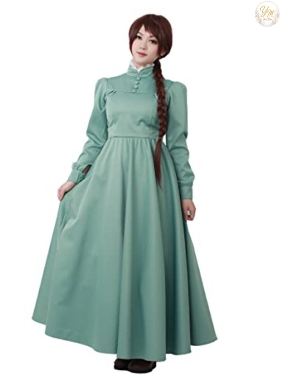 Womens A-Line Long Sleeve Dress With White Collar Princess Cosplay Costume